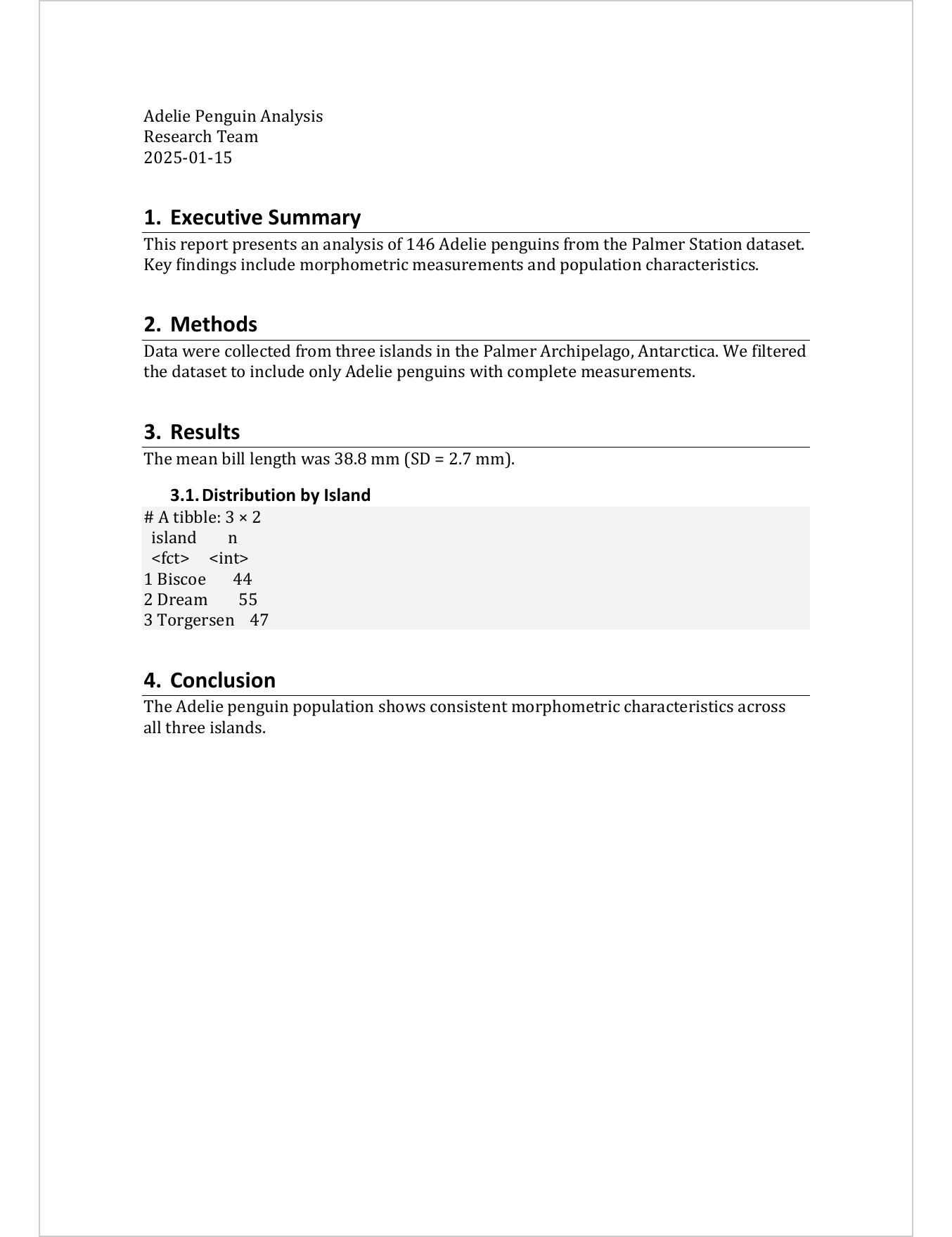 Word output with custom template